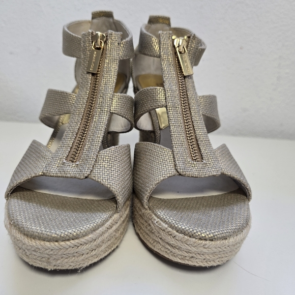NWOT Michael Kors Damita Espadrille Wedge Platform Open Toe Shoes Size 10 - Picture 8 of 13